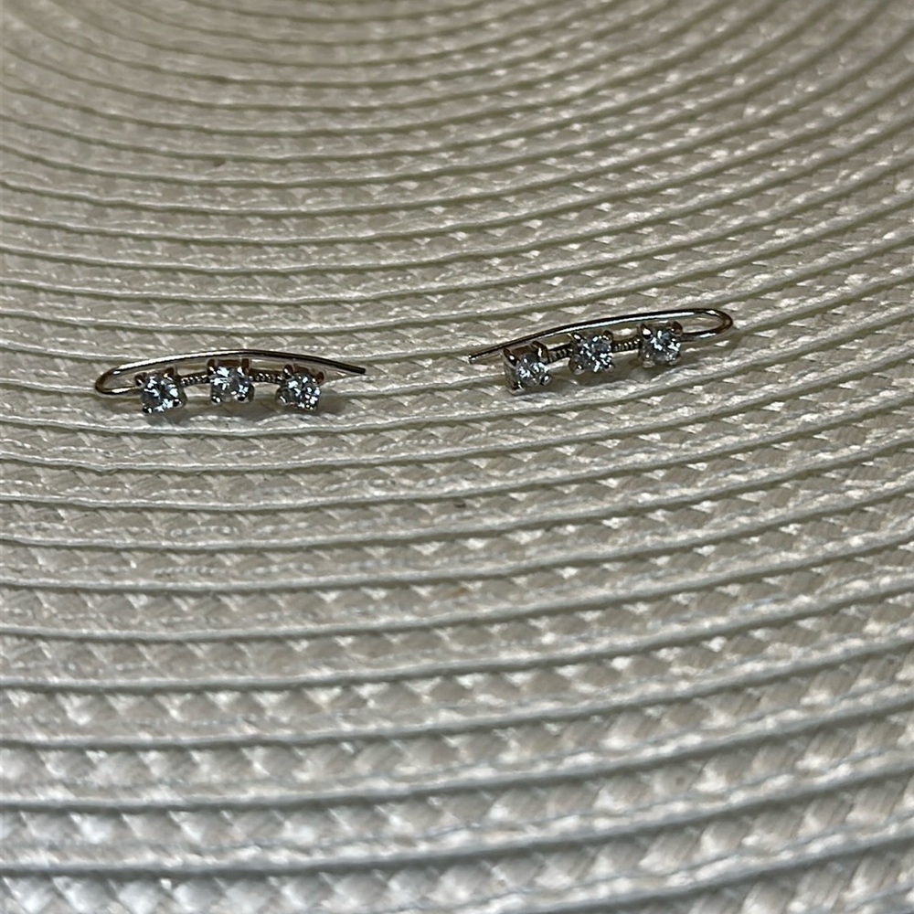 CZ Silver Toned Dangle Earrings